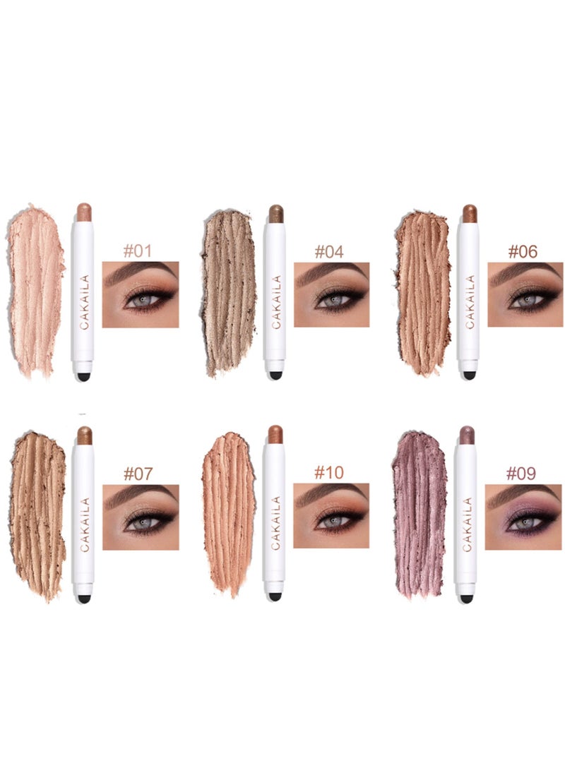 Generic 6 Pcs Matte Eyeshadow Pencil Set - Professional Waterproof Cream Eyeshadow Sticks for Long-Lasting Makeup, Eye Brightening Highlighter in Copper Shades. Perfect for Stunning Looks!  - Image 4