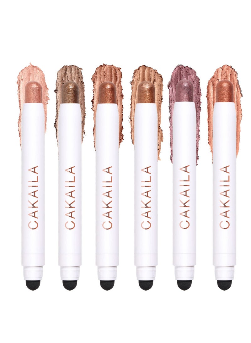 Generic 6 Pcs Matte Eyeshadow Pencil Set - Professional Waterproof Cream Eyeshadow Sticks for Long-Lasting Makeup, Eye Brightening Highlighter in Copper Shades. Perfect for Stunning Looks!  - Image 1
