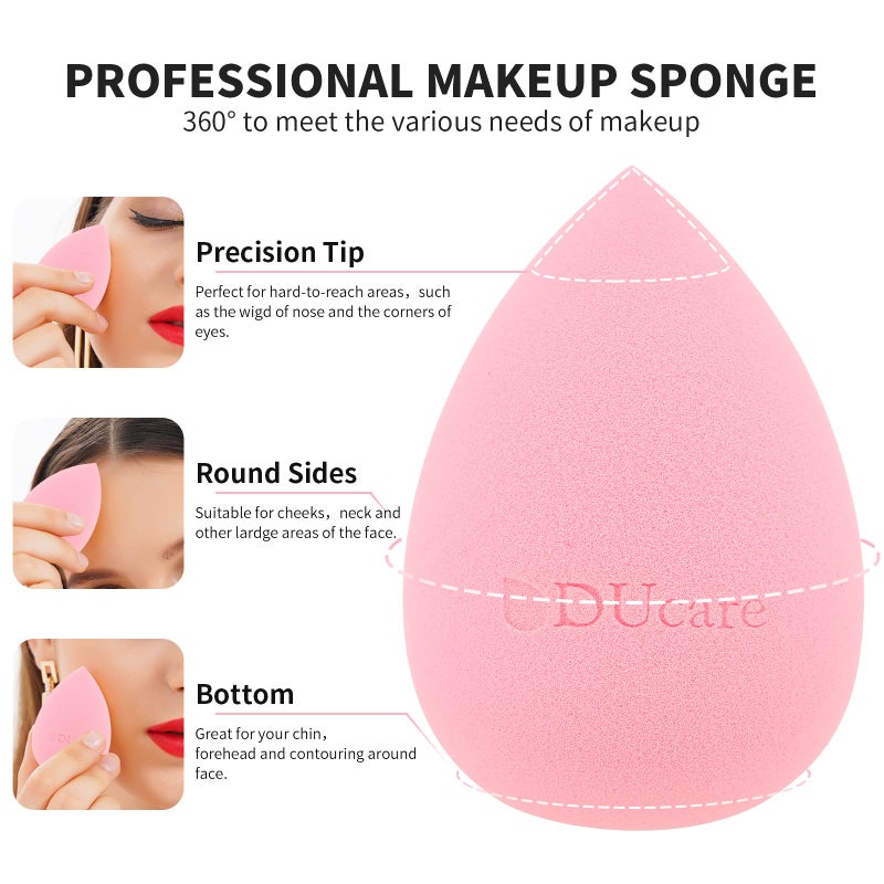 DUcare Foundation Brush with Christmas Sponges Puff Flat Top Kabuki Brush for Liquid Blending Mineral Powder Buffing Stippling - Image 5