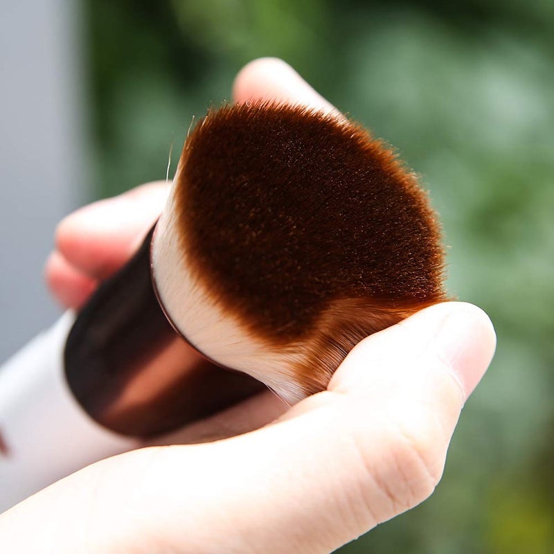 DUcare Foundation Brush with Christmas Sponges Puff Flat Top Kabuki Brush for Liquid Blending Mineral Powder Buffing Stippling - Image 3