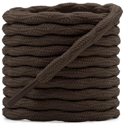 DELELE 2 Pair Round Wave Shape Non Slip Heavy Duty and Durable Outdoor Climbing Shoelaces Dark Brown Hiking Shoe Laces Shoestrings-47 inch - Image 1