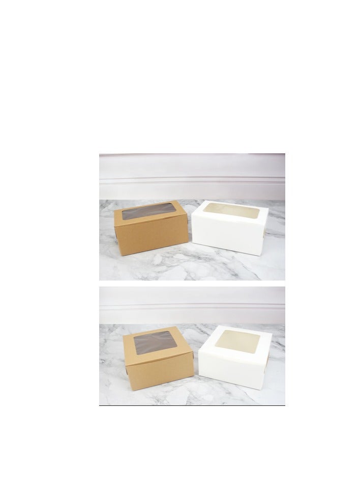 Brown 12-Piece 6-Cavities Kraft Paper Cupcake Box With Transparent Mini Window  - Image 2
