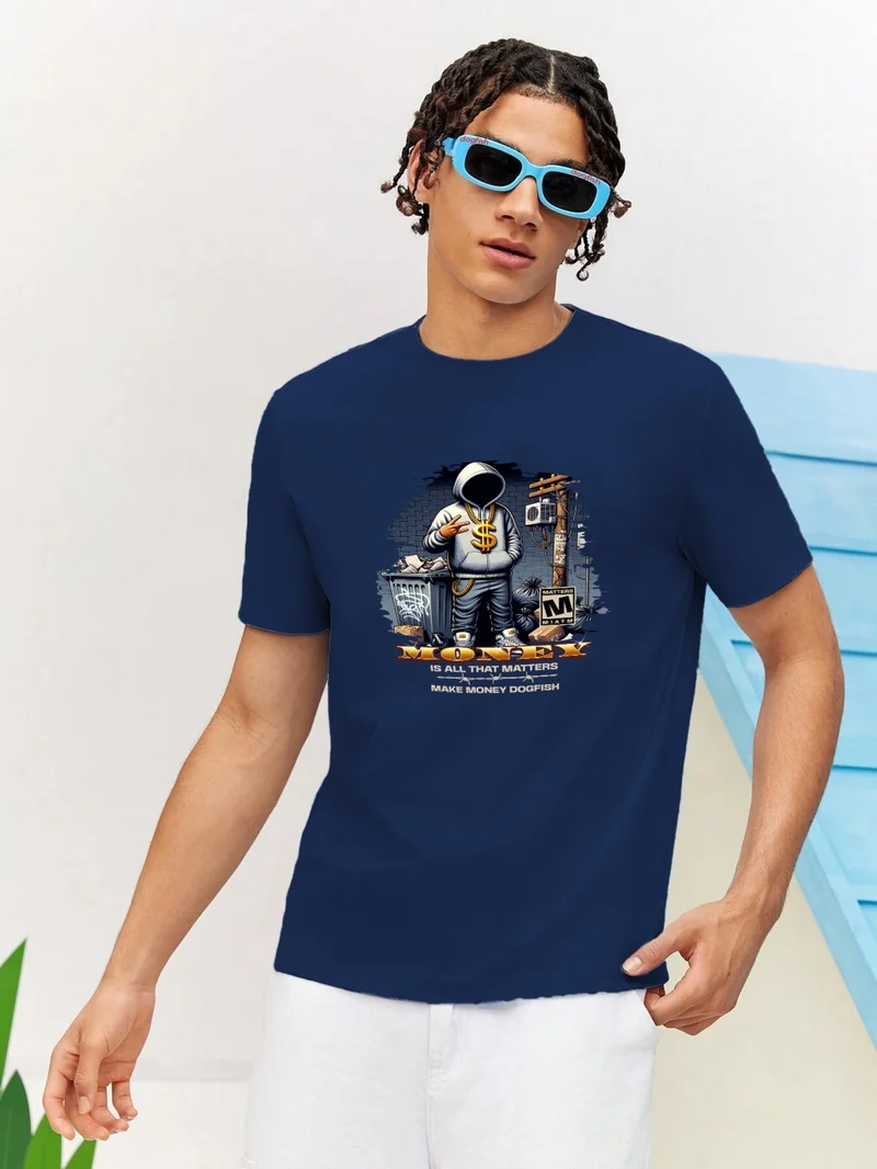 DogFish Lover Combination Double Money Printed Oversize Cotton T-Shirt 2-Pack