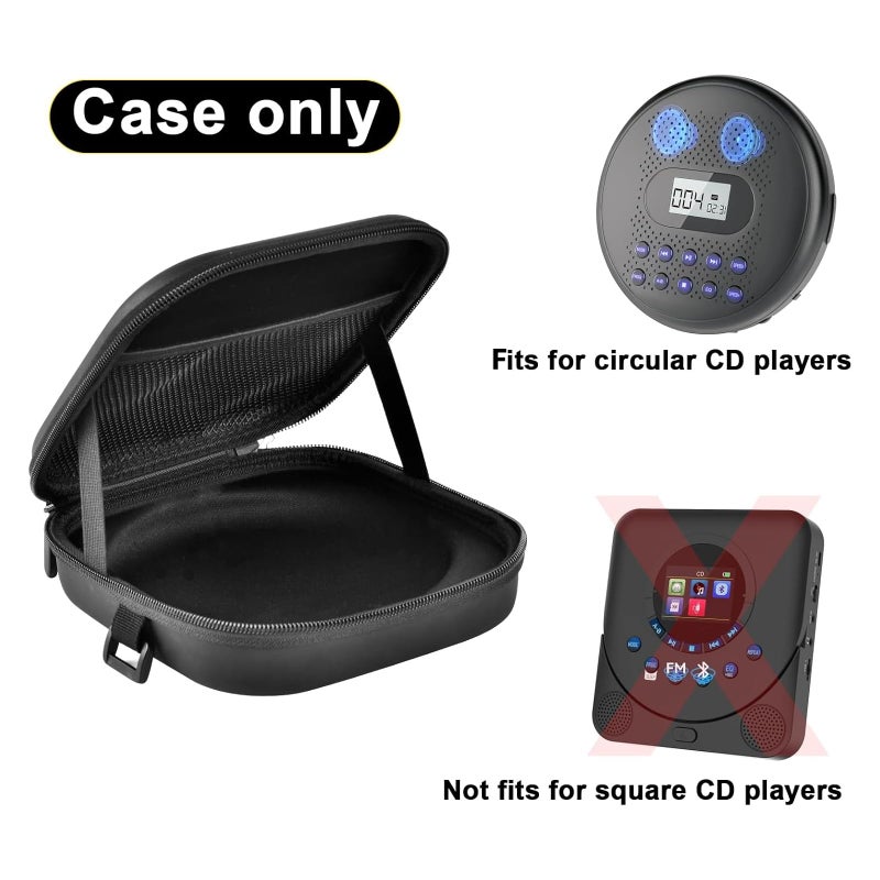 ANKHOH Portable CD Player Case with Belt, for Deluxe, for Sunoony, for MEGATEK, for Gueray, for ARAFUNA, for Klim, Travel Carrying Holder Storage for Walkman and Cable Accessories (Case Only) (Black) - Image 2