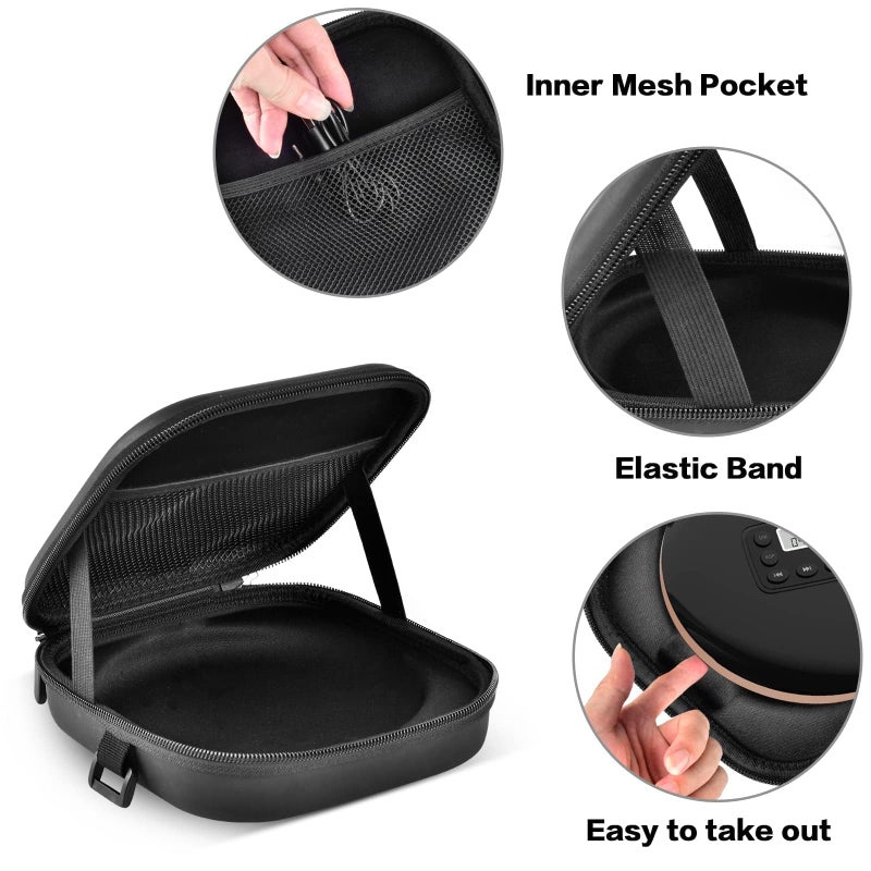ANKHOH Portable CD Player Case with Belt, for Deluxe, for Sunoony, for MEGATEK, for Gueray, for ARAFUNA, for Klim, Travel Carrying Holder Storage for Walkman and Cable Accessories (Case Only) (Black) - Image 4