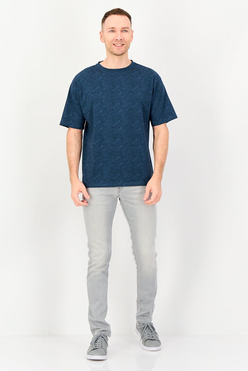 Core Elements Men Crew Neck Textured Short Sleeve T-Shirt, Navy - Image 4