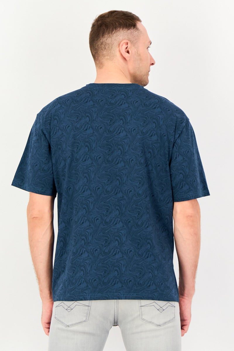 Core Elements Men Crew Neck Textured Short Sleeve T-Shirt, Navy - Image 2