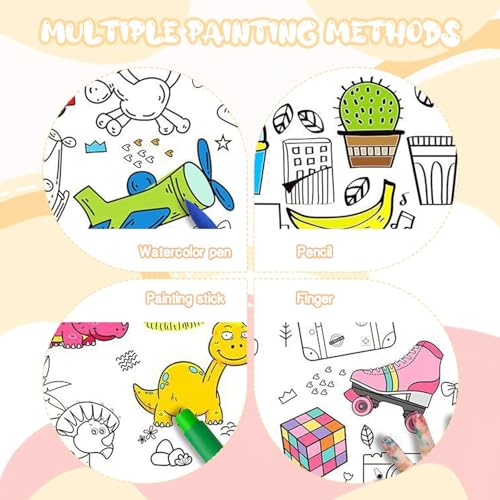 Sillyme 3pcs Water Drawing Mat for Kids, 80 x 80 cm, Reusable Colouring Mat, Washable Painting Mat with 6 Sketch Pens, Gift Toy for Ages 2-6 Years - Image 5