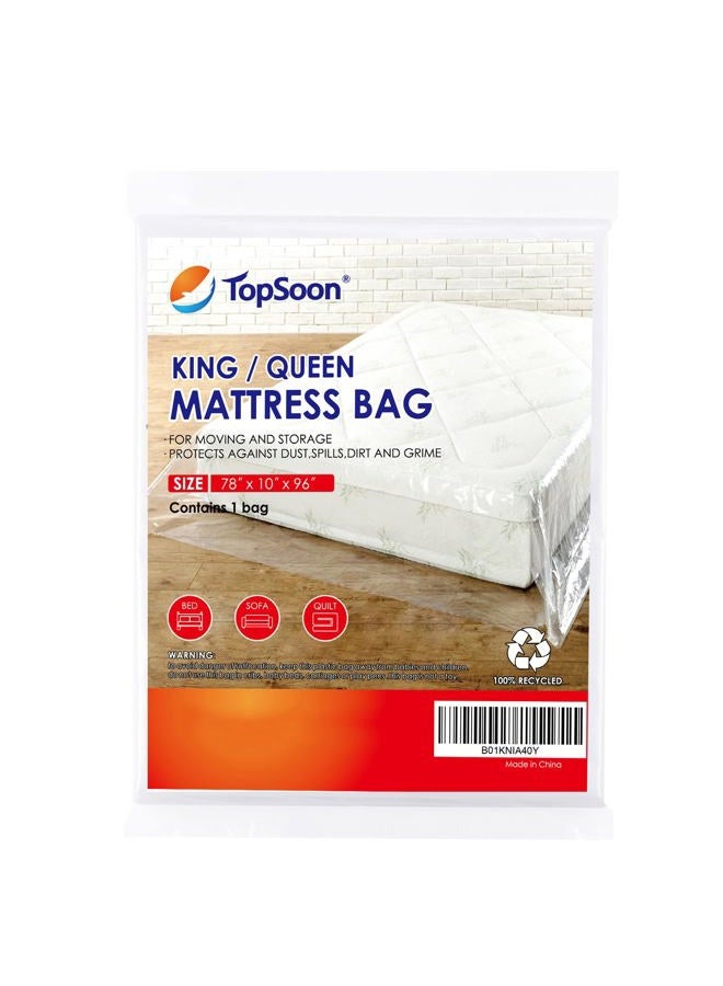 TopSoon Mattress Bag For Storage Mattress Disposal Bag King/Queen Clear - Image 1