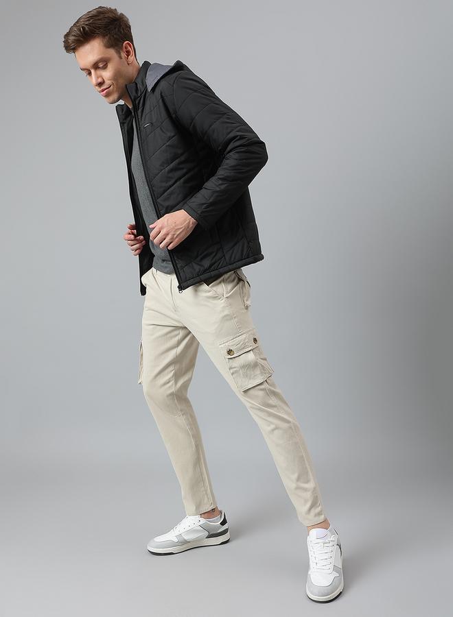 Dennis Lingo Black Regular Fit Men's Hooded Solid Polyester Jacket with Zipper Closure  - Image 3