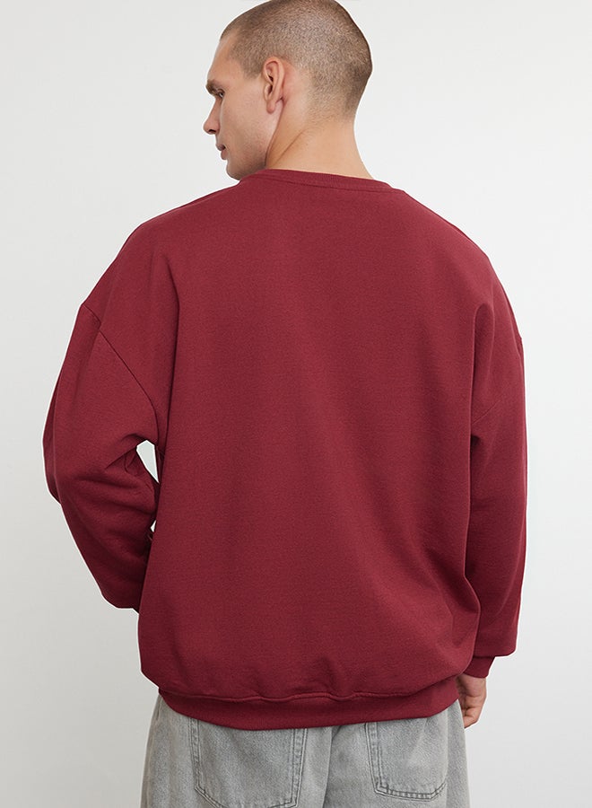 trendyol Claret Red Crew Neck Long Sleeve Sweatshirt TMNAW23SW00191 - Image 5