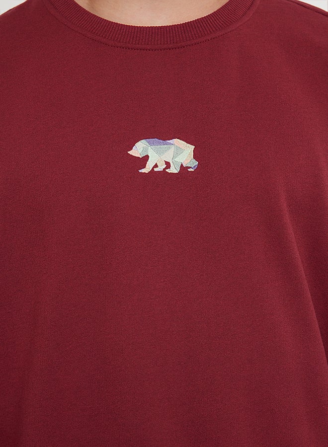 trendyol Claret Red Crew Neck Long Sleeve Sweatshirt TMNAW23SW00191 - Image 4