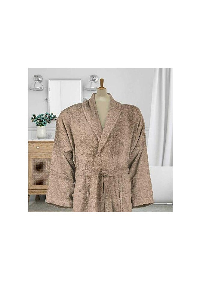 لاش رداء حمام شال للنساء والرجال من Lushh - رداء حمام للفنادق والمنتجعات الصحية - عالي الامتصاص وخفيف الوزن مع جيوب - للجنسين، بيج داكن (L/XL) - Image 2