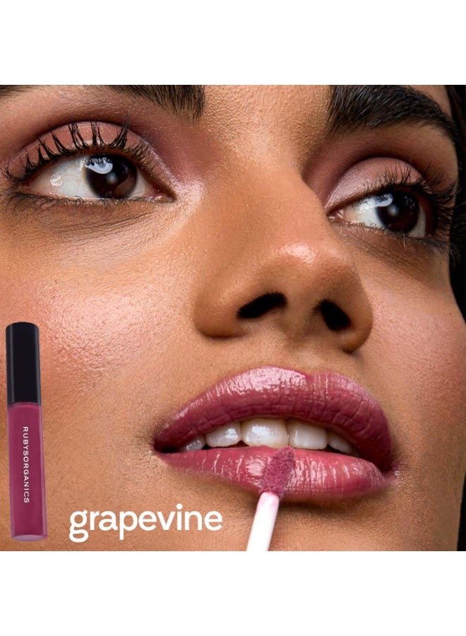 Ruby's Organics Lip Oil Gloss for Women and Girls, All Skin Tones- Moisturizing, Long Lasting, Non Sticky and Non Drying Formula, Glossy Texture, Natural Lip Makeup, Paraben Free - Grapevine, 6.5ml - Image 4