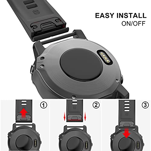 OVERSTEP Compatible with Garmin Fenix 5 Watch Band 22mm Soft Silicone Bands for Fenix 6/Fenix 7/Fenix 5 Plus/Fenix 6 Pro/Forerunner 935/Forerunner 945/Approach S60/Quatix 5 Smartwatch (Black) - Image 5