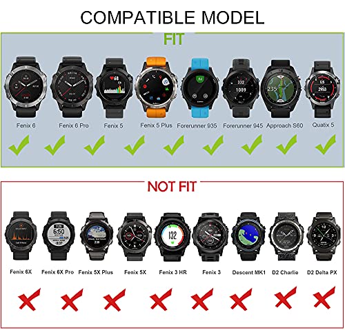 OVERSTEP Compatible with Garmin Fenix 5 Watch Band 22mm Soft Silicone Bands for Fenix 6/Fenix 7/Fenix 5 Plus/Fenix 6 Pro/Forerunner 935/Forerunner 945/Approach S60/Quatix 5 Smartwatch (Black) - Image 3