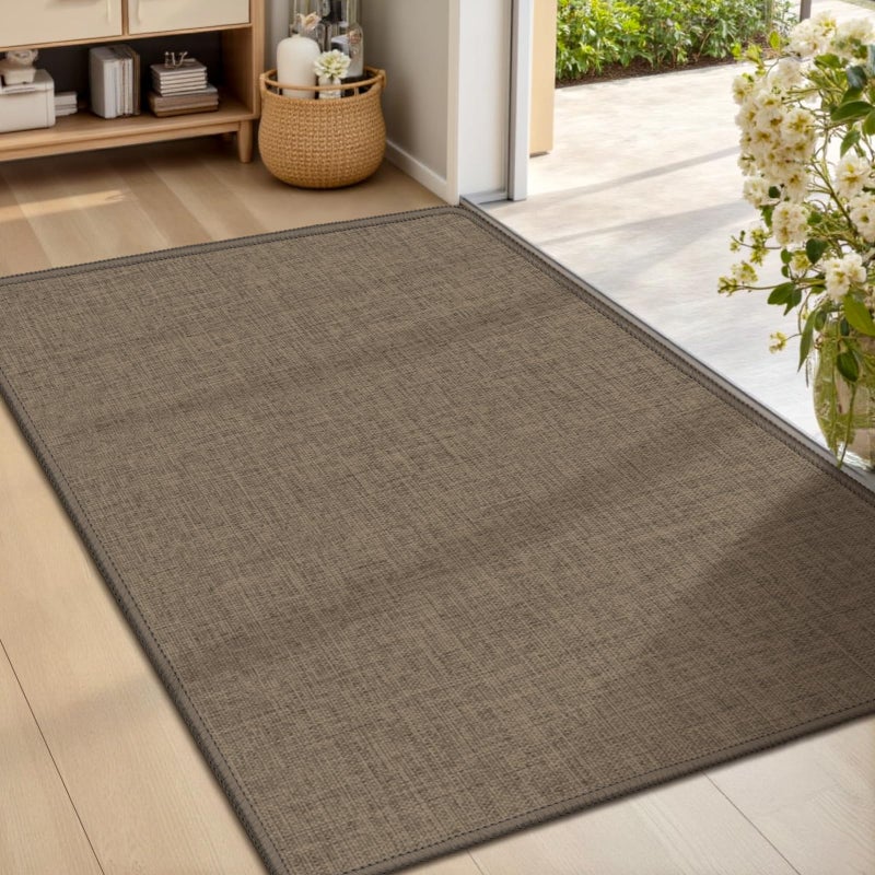 LEKEEPGO Ultra Thin Indoor Door Mat 24"x36", Low-Profile Door Mat Indoor Entrance, Non Slip Rubber Backing Inside Doormat Washable Welcome Front Entryway Dirt Trapper Entry Mat, Brown - Image 1