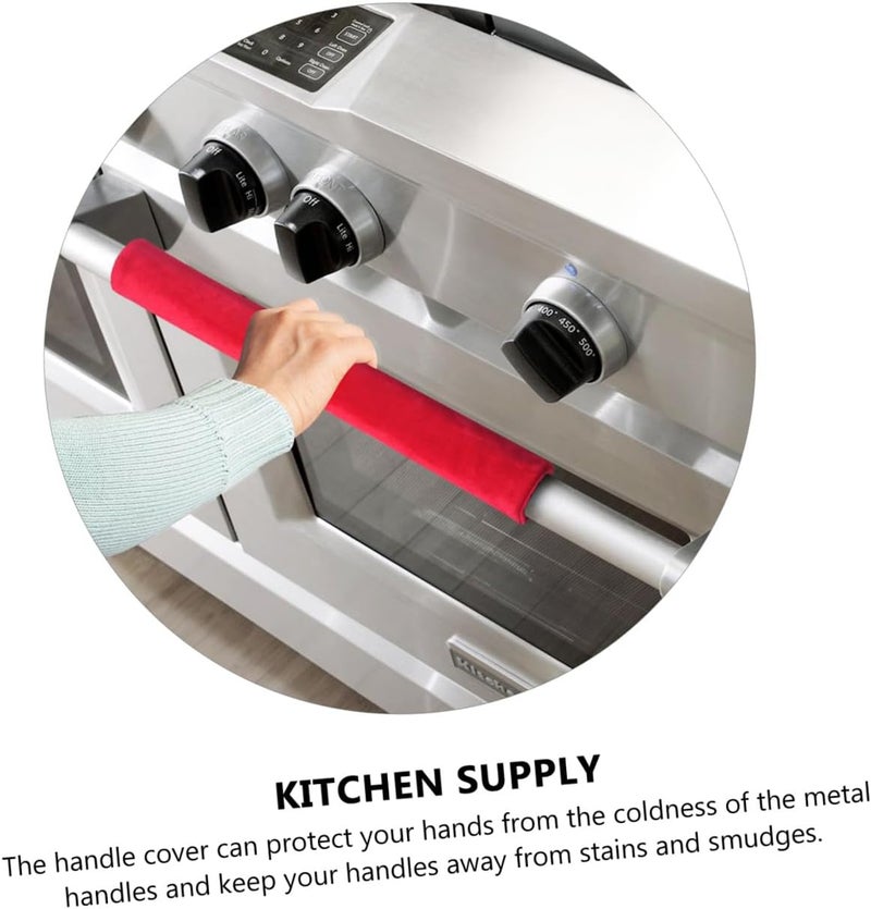 VERDANVERSE 4Pcs Red Refrigerator Handle Covers Oven Handle Protectors in Red for Fridge and Freezer Door and Protector - Image 3