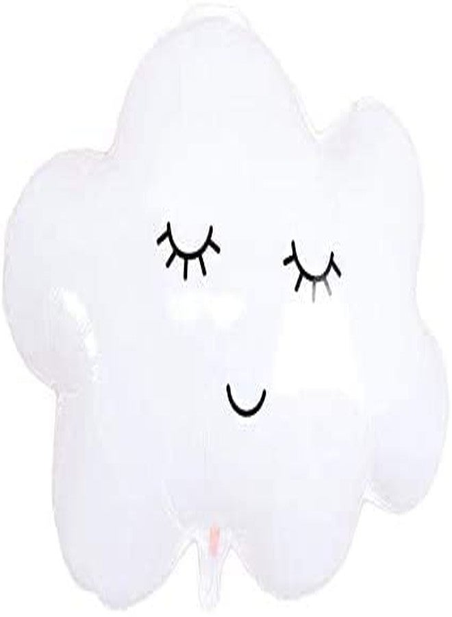 Selibration 30 Inch Cute Sleepy Face Cloud Shape Foil Balloon (White) For Summer Camp Party, Kids Birthday, Home, Baby Shower, Seasonal Themed Decoration, Party & Event Supplies (Pack Of 1pcs) - Image 1
