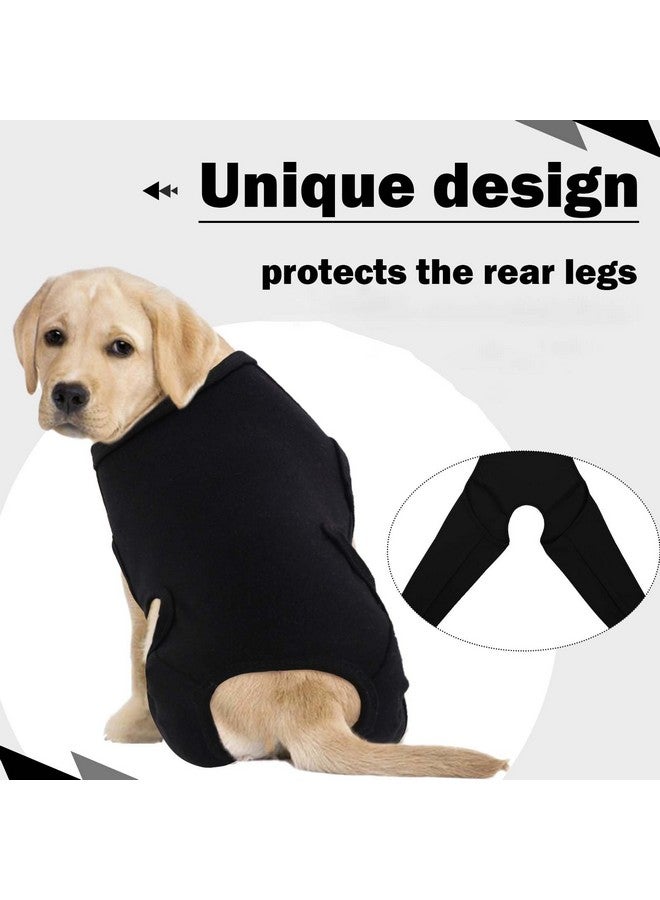 ROZKITCH Dog Surgery Recovery Sleeve Rear Right Left Leg, Pet Prevent Licking Wound Elbow Brace Protector, Dog Recovery Suit Cone Collar Alternative for Sprain ACL CCL Arthritis Joint Care Black 3XL - Image 4