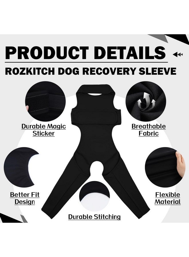 ROZKITCH Dog Surgery Recovery Sleeve Rear Right Left Leg, Pet Prevent Licking Wound Elbow Brace Protector, Dog Recovery Suit Cone Collar Alternative for Sprain ACL CCL Arthritis Joint Care Black 3XL - Image 5