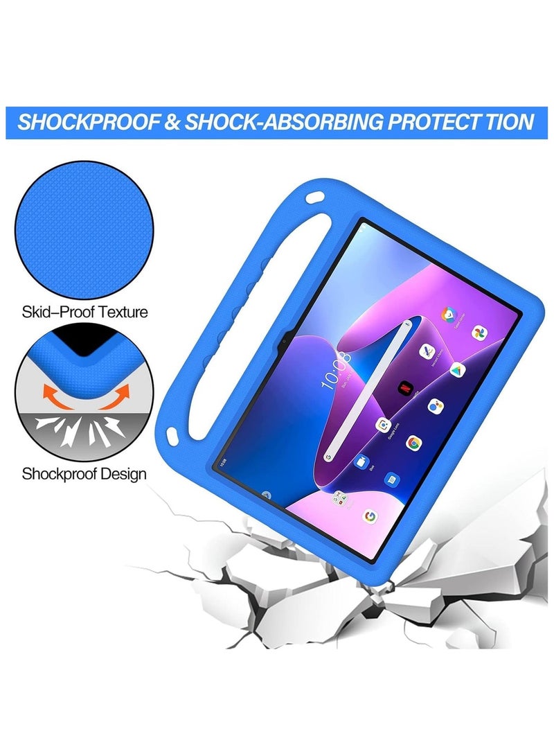 VKL Compatible with Lenovo Tab M10 3rd Gen 10.1 inch (TB-328FU/TB-328XU) 2022 Kids Tablet Case - EVA Lightweight Shockproof Dropproof Handle Kickstand Protective Cover (Blue) - Image 4