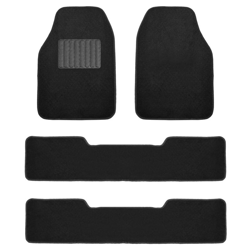 FFH Group Automotive Floor Mats  Carpet Floor Mats for Cars SUVs  Trucks 3 Rows Full Set Universal Fit Black