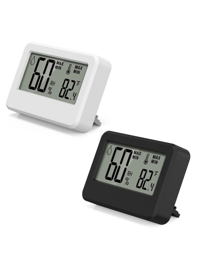 2 PCS Mini Digital Hygrometer & Thermometer for Reptiles, Magnetic & Stand Design, Ideal for Indoor Use in Greenhouses, Humidors, and Offices - Image 1