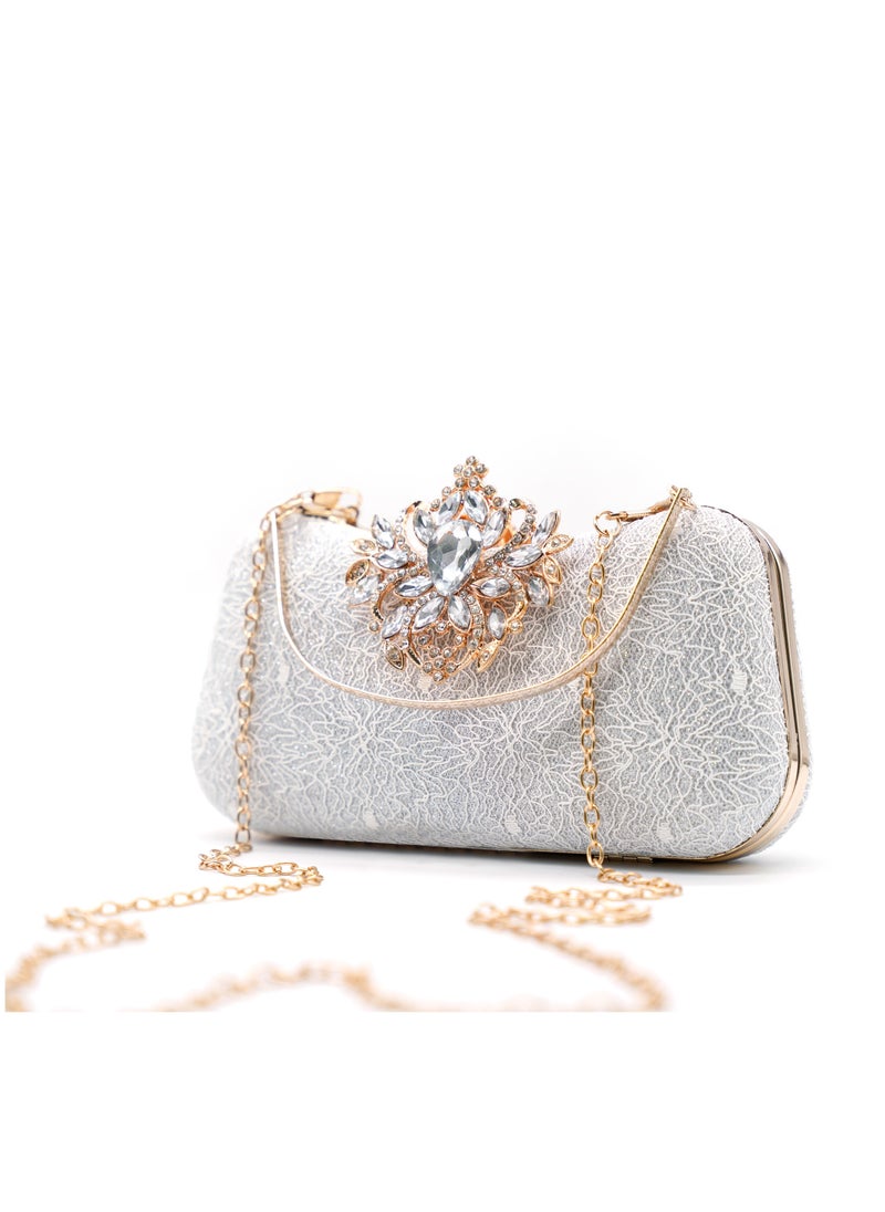 Generic - Women Glitter Clutch Purse Evening Bag for Bridal Wedding Party with Chain - Image 1