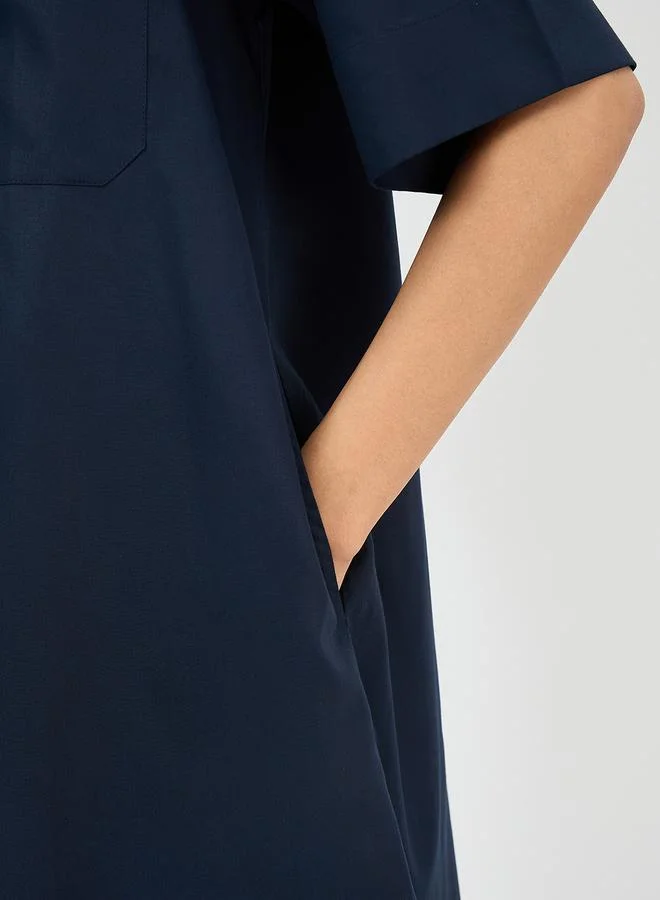 Femmella  Navy Blue Cotton Mini Shirt Dress for Women | Best Price UAE