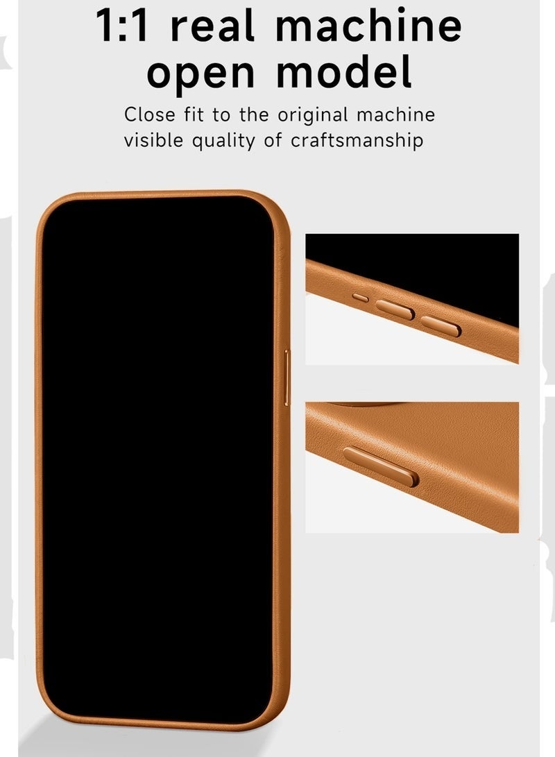 ELTRAZONE iPhone Air 5G 2025 Luxury Leather Magnetic Case | Original MagSafe Wireless Charging Compatible Cover | Shockproof Slim Protective Premium Phone Case (MCMPMN) – Peachy Orange - Image 5