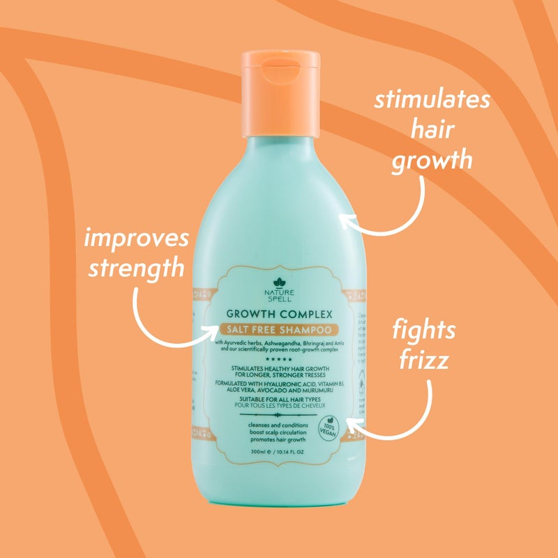 Nature Spell Hair Growth Complex Shampoo, Sulfate & Paraben Free, Nourishing & Strengthening, Infused with Hyaluronic Acid & Vitamin B5, For All Hair Types, Vegan, 10.14 fl oz - Image 2