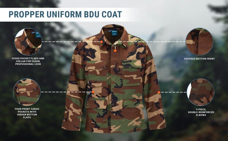 Propper Men's F545412-Men's BDU Coat, Woodland, Large Regular - Image 5