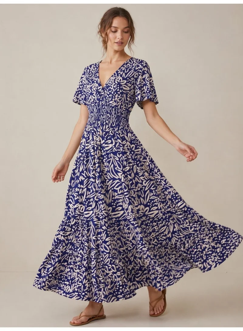 فكتور اند جين Printed Maxi Dress with Sweetheart Neckline
