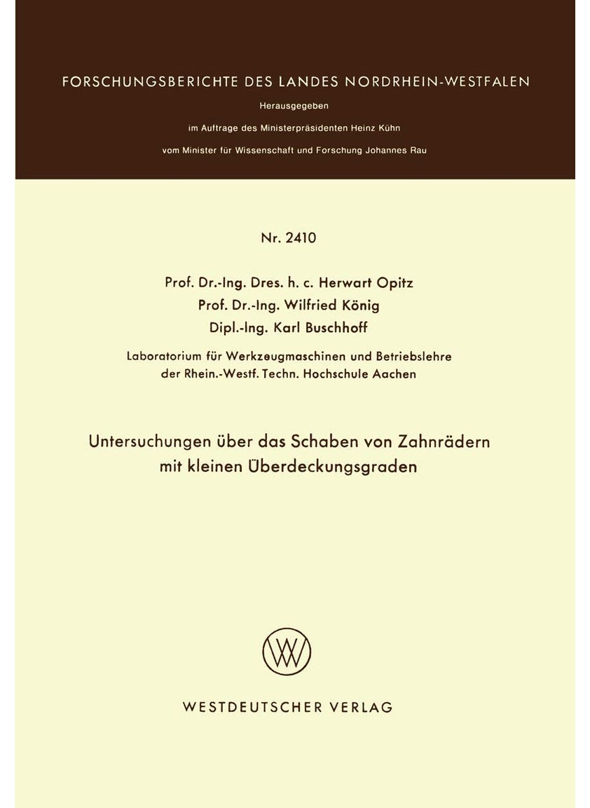 Untersuchungen über das Schaben von Zahnrädern mit kleinen Überdeckungsgraden 