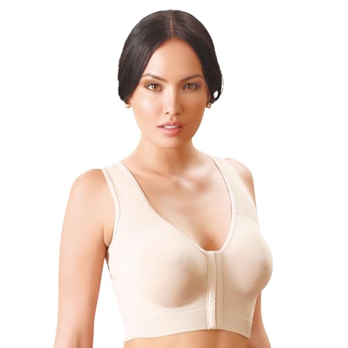 Annette Post Surgery Bra for Women – Front Closure, Seamless, Strapless, Longline, Compression and Wireless Sleep Brassiere – Full Coverage Gym and Sports Bra for Women – Beige, Large-X-Large - Image 1