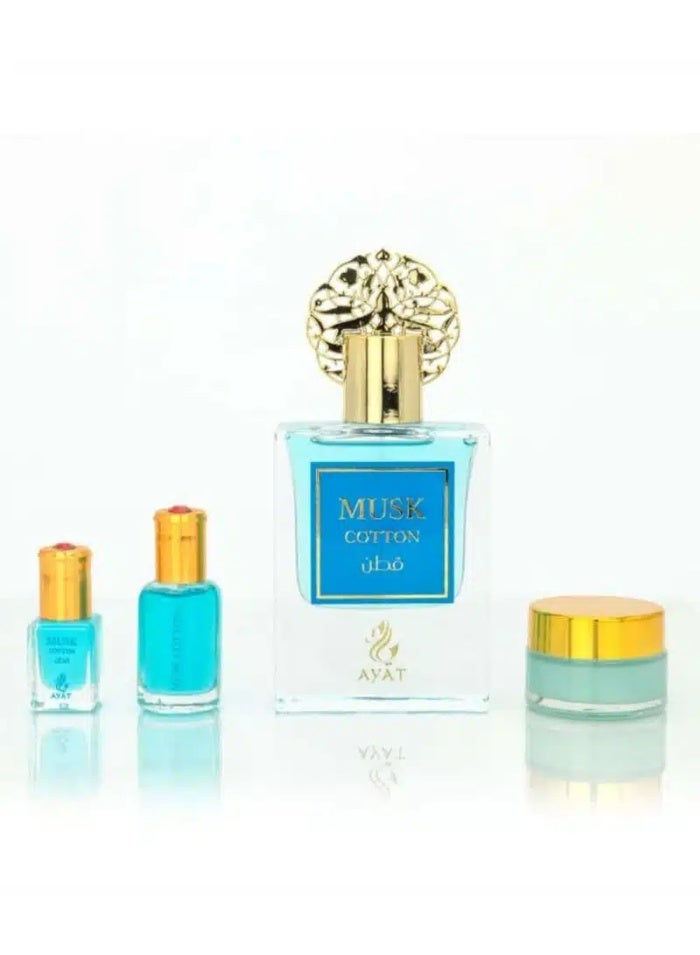 عطور آیت آيات بيرفيومز موسك قطن مجموعة أو دو بارفان – قطن ناعم ومسك أبيض ولمسات زهرية – هدية للجنسين - Image 4