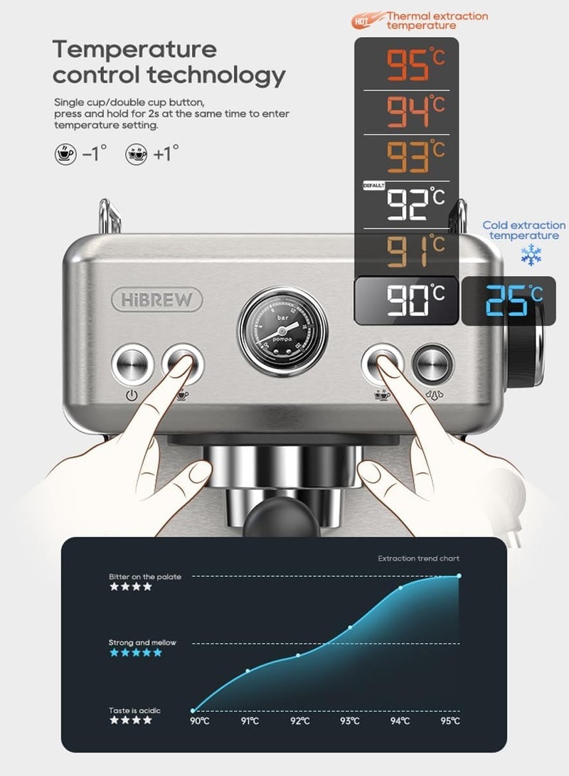 HiBrew H10A 1.8L Semi Auto Coffee Macine - Silver - Image 3