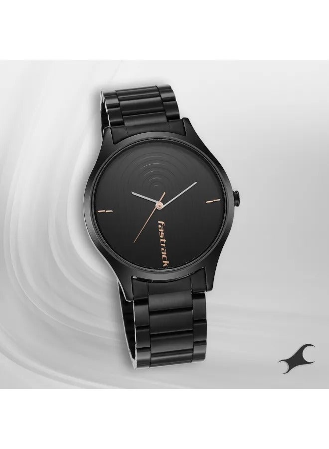 fastrack ساعة يد معدنية من الفولاذ المقاوم للصدأ للرجال ذات شكل دائري - 3184NM02 - مم - Image 1