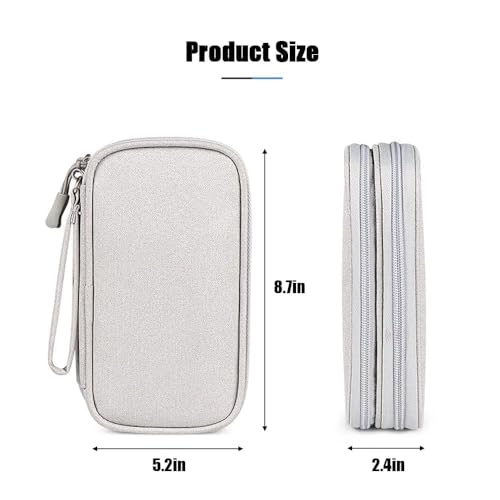 RATAVA Electronics Organizer Travel Case – 2-Layer Waterproof Cable Storage Bag for Cords, Chargers, Phone, USB, Earphones & Accessories – Portable Tech Organizer Pouch 1PC (Grey) - Image 3