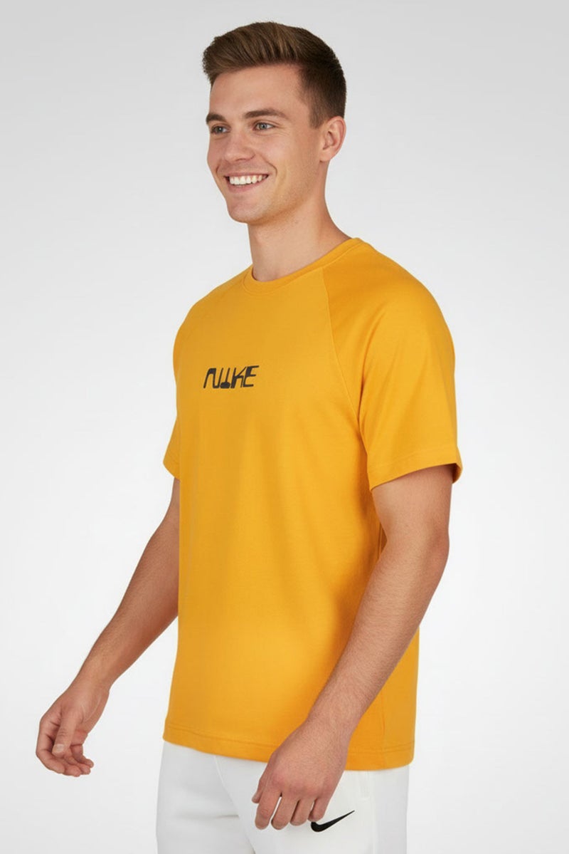 Nike Men Dri-Fit Short Sleeves Football T-Shirt, Yellow - Image 3