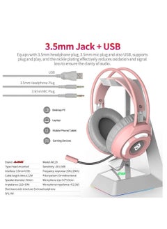 Hanayo AX120 Luminous Headset 3.5mm Audio USB Connector 50mm Surround Bass Sound Music Headphone Omnidirectional Microphone Soft Breathable Earmuffs Earphones for Computer Office Gaming  - Image 2