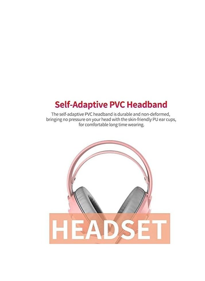 Hanayo AX120 Luminous Headset 3.5mm Audio USB Connector 50mm Surround Bass Sound Music Headphone Omnidirectional Microphone Soft Breathable Earmuffs Earphones for Computer Office Gaming  - Image 3