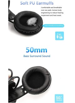 Hanayo AX120 Luminous Headset 3.5mm Audio USB Connector 50mm Surround Bass Sound Music Headphone Omnidirectional Microphone Soft Breathable Earmuffs Earphones for Computer Office Gaming  - Image 4