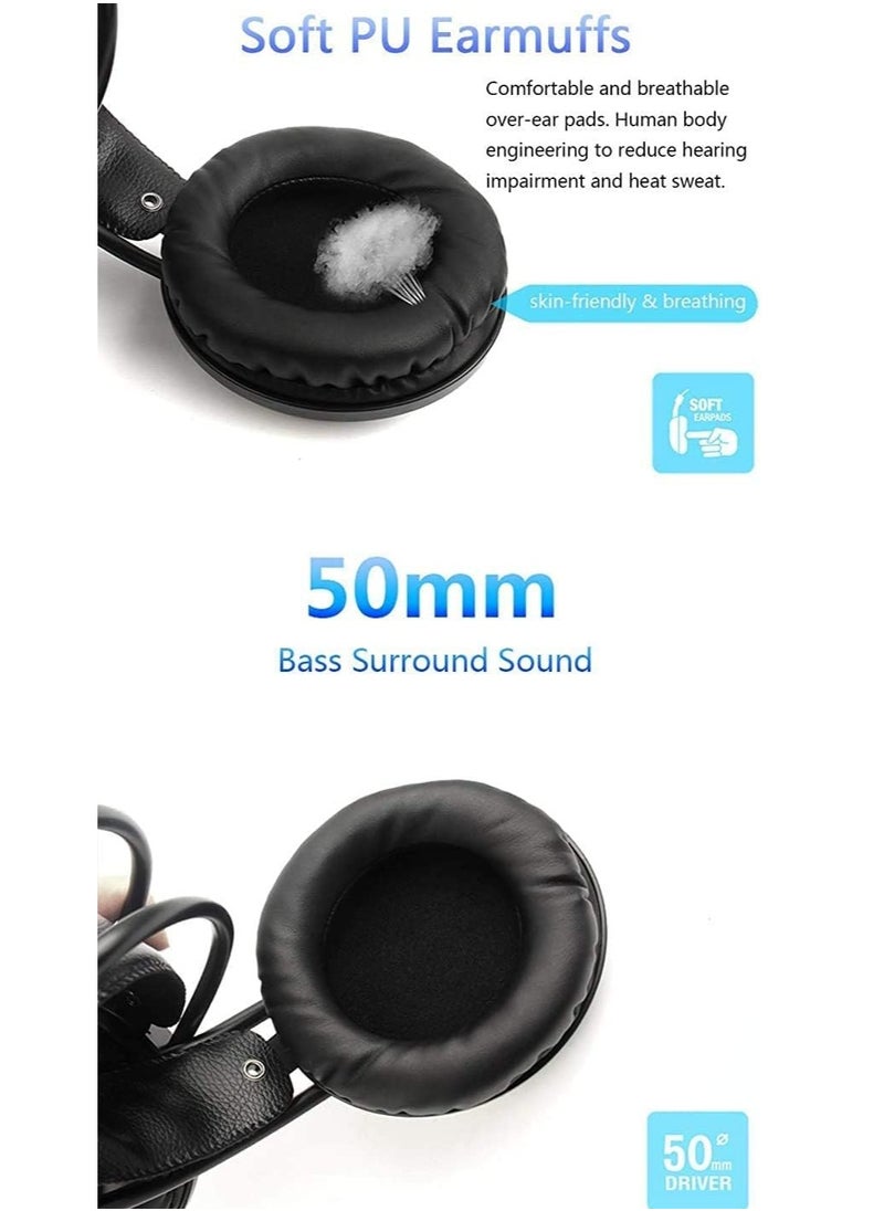 Hanayo AX120 Luminous Headset 3.5mm Audio USB Connector 50mm Surround Bass Sound Music Headphone Omnidirectional Microphone Soft Breathable Earmuffs Earphones for Computer Office Gaming  - Image 4