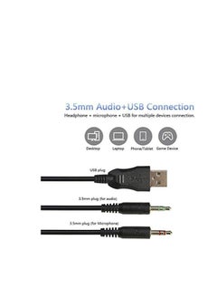 Hanayo AX120 Luminous Headset 3.5mm Audio USB Connector 50mm Surround Bass Sound Music Headphone Omnidirectional Microphone Soft Breathable Earmuffs Earphones for Computer Office Gaming  - Image 5