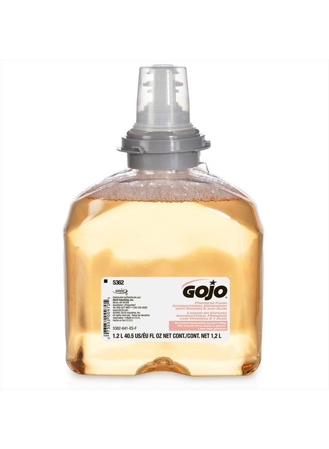 Gojo TFX Premium Foam Antibacterial Handwash, Fresh Fruit Scent, 1200 mL Foam Hand Soap Refills TFX Touch-Free Dispenser (Pack of 2) - 5362-02 - Image 2