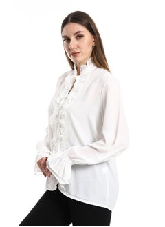 White balloon blouse with front cut - pzsku/ZD41C2C37FDF563468580Z/45/_/1709934710/ca7dbabc-0dd0-4757-bad4-6330a23905db