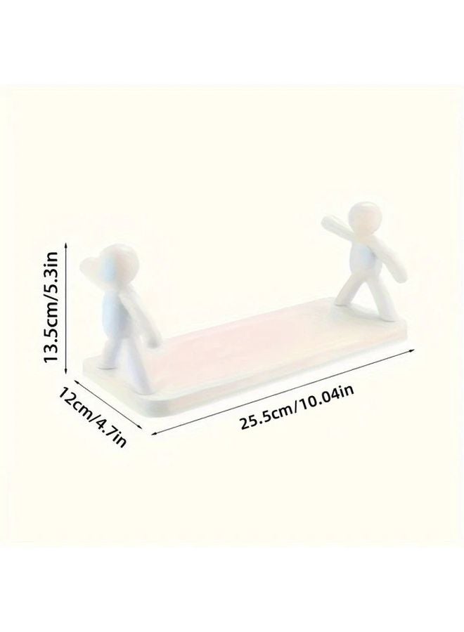 White Wall Mounted Humanoid Design No Drill Storage Shelf For Bathroom Living Room - Image 3