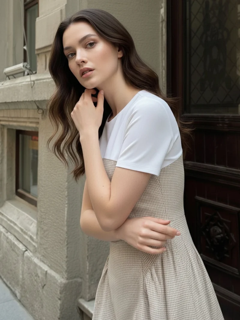 Outzidr  Multi Mini check dress with flared skirt. for Women | Best Price UAE